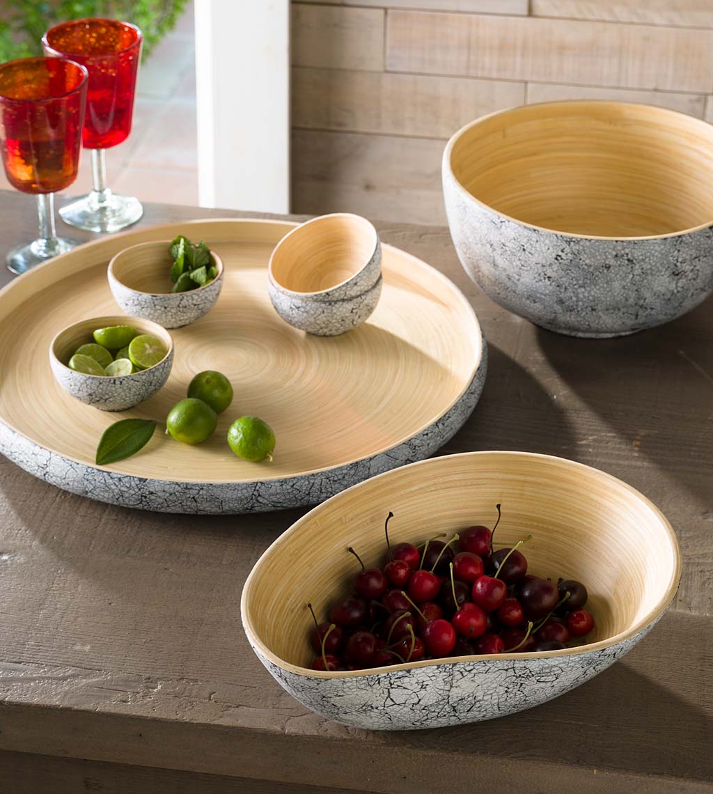 Egg Shell and Bamboo Serving Collection