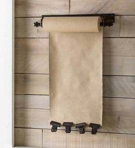 Hanging Kraft Paper Roll Stand with Brass Finish Clips