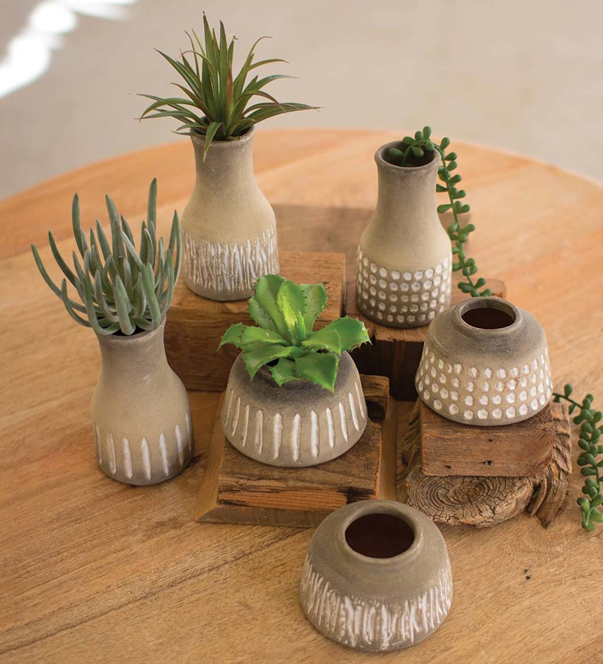 Etched Ceramic Vases set of 6