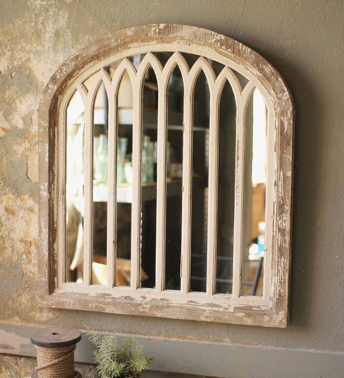 Wood Framed Arched Mirror
