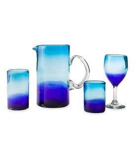 Blue Crush Recycled Glass Tumbler, Set of 4