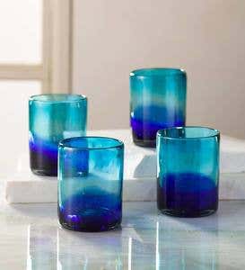 Blue Crush Recycled Glass Tumbler, Set of 4