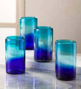 Blue Crush Recycled Pint Glasses, Set of 4