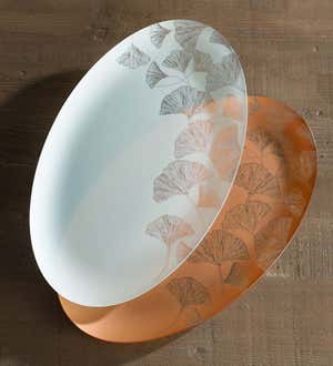 Ginkgo Etched Sea Glass Serving Platter