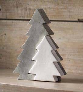 Cement and Ceramic Two-Tone Modern Tree Décor