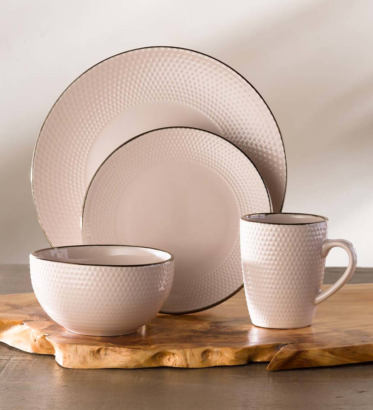 Rose Gold and Ivory Dinnerware, 24pc Set