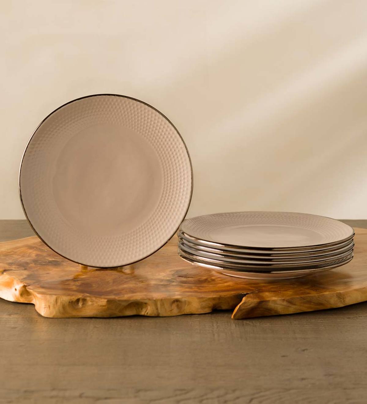 Rose Gold and Ivory Salad Plates, Set of 6