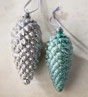 Pinecone Glass Ornaments, Medium
