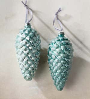 Pinecone Glass Ornaments, Medium