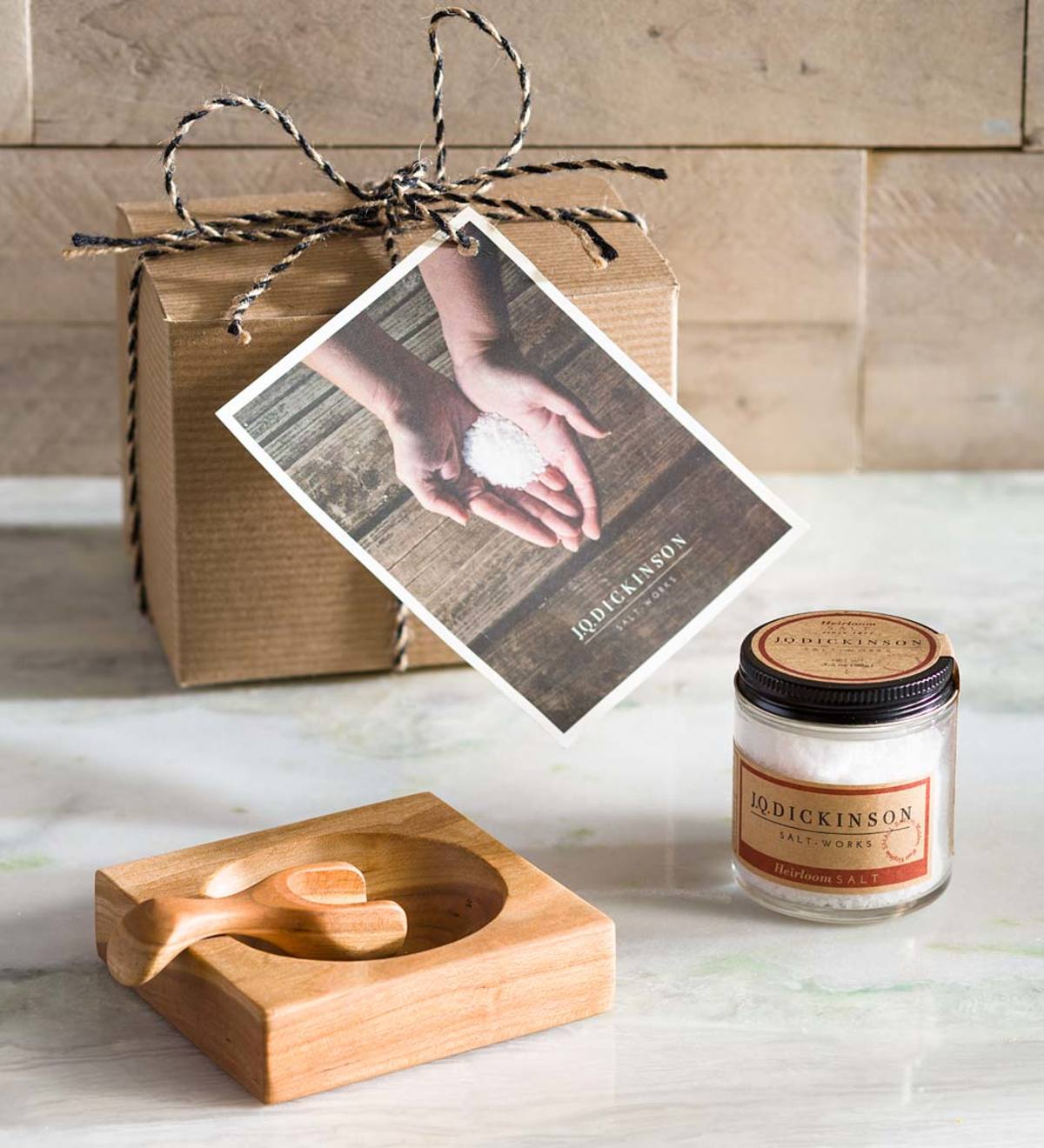 Salt with Wood Cellar and Scoop Gift Set