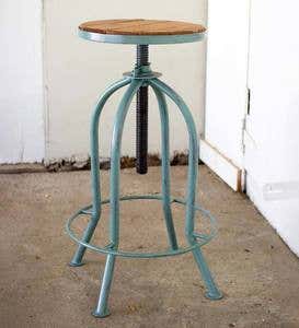 Adjustable Height Bar Stool with Recycled Wood