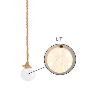 Glass Ball Light with Hanging Jute Rope, Small