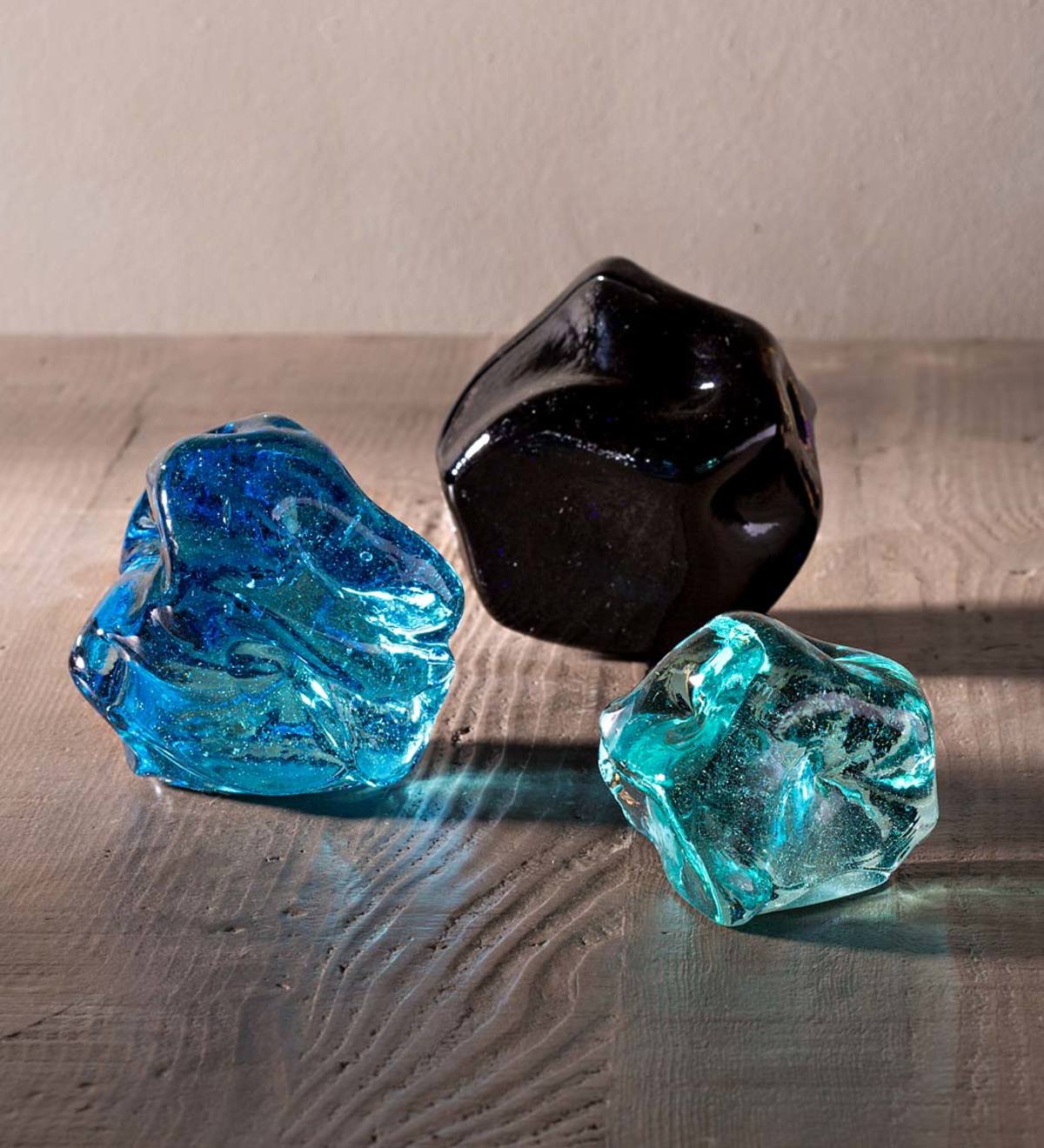 Recycled Glass Stones, Set of 3