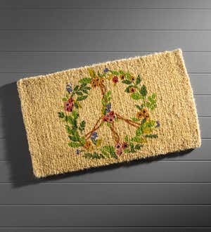 Floral Peace Sign Coir Mat