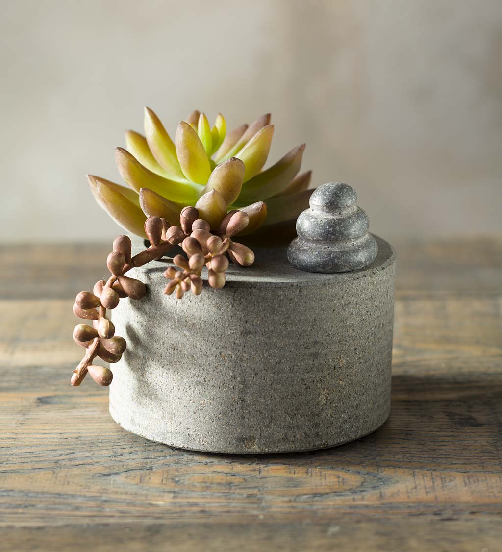 Riverstone Succulent Pot with Cairn