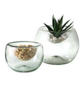 Recycled Glass Snack and Plant Holders