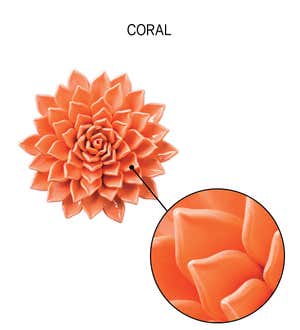 Ceramic Wall Flowers, 10" - Coral