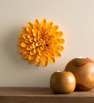 Ceramic Wall Flowers, 8" - Gold-Rimmed White