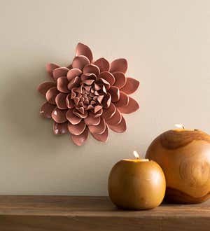 Ceramic Wall Flowers, 8" - Gold-Rimmed White