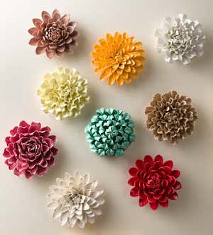 Ceramic Wall Flowers, 8" - Aqua