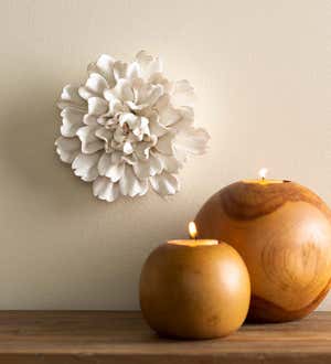 Ceramic Wall Flowers, 6" - Gold-Rimmed White