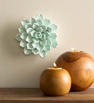 Ceramic Wall Flowers, 6" - Light Aqua