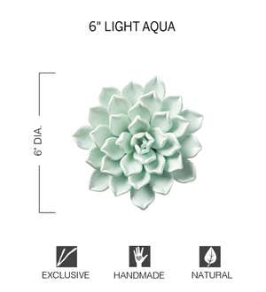 Ceramic Wall Flowers, 6" - Light Aqua