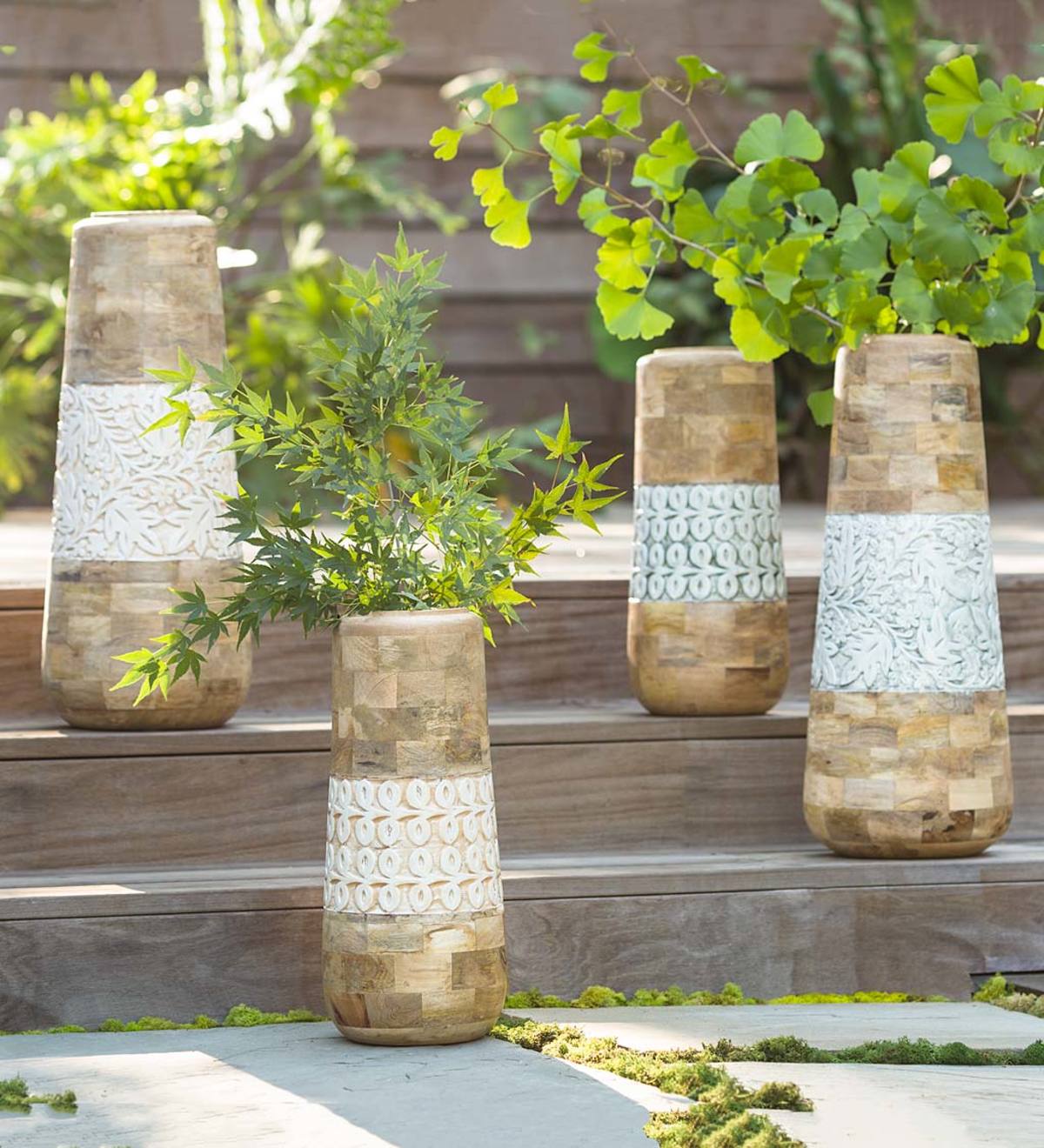 Mango Wood and Enamel Vase Collection