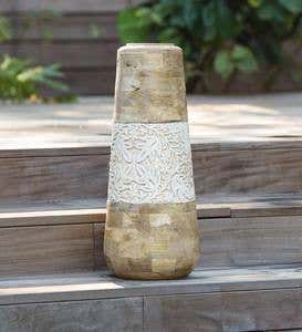 Mango Wood and Enamel Vase, Large