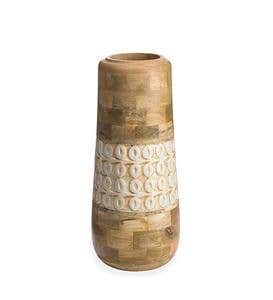 Mango Wood and Enamel Vase, Medium