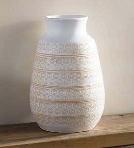 Gold Touch Ceramic Terracotta Vase, Short