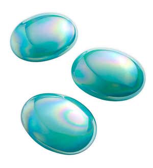 Organic Shaped Iridescent Glass Stones, Set of 3