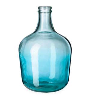Ocean Blue Recycled Glass Vase, Tall