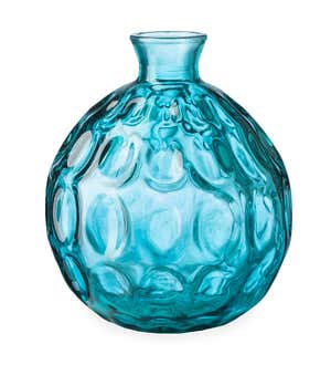 Dune Round Recycled Dimpled Glass Vase, 7.5"H