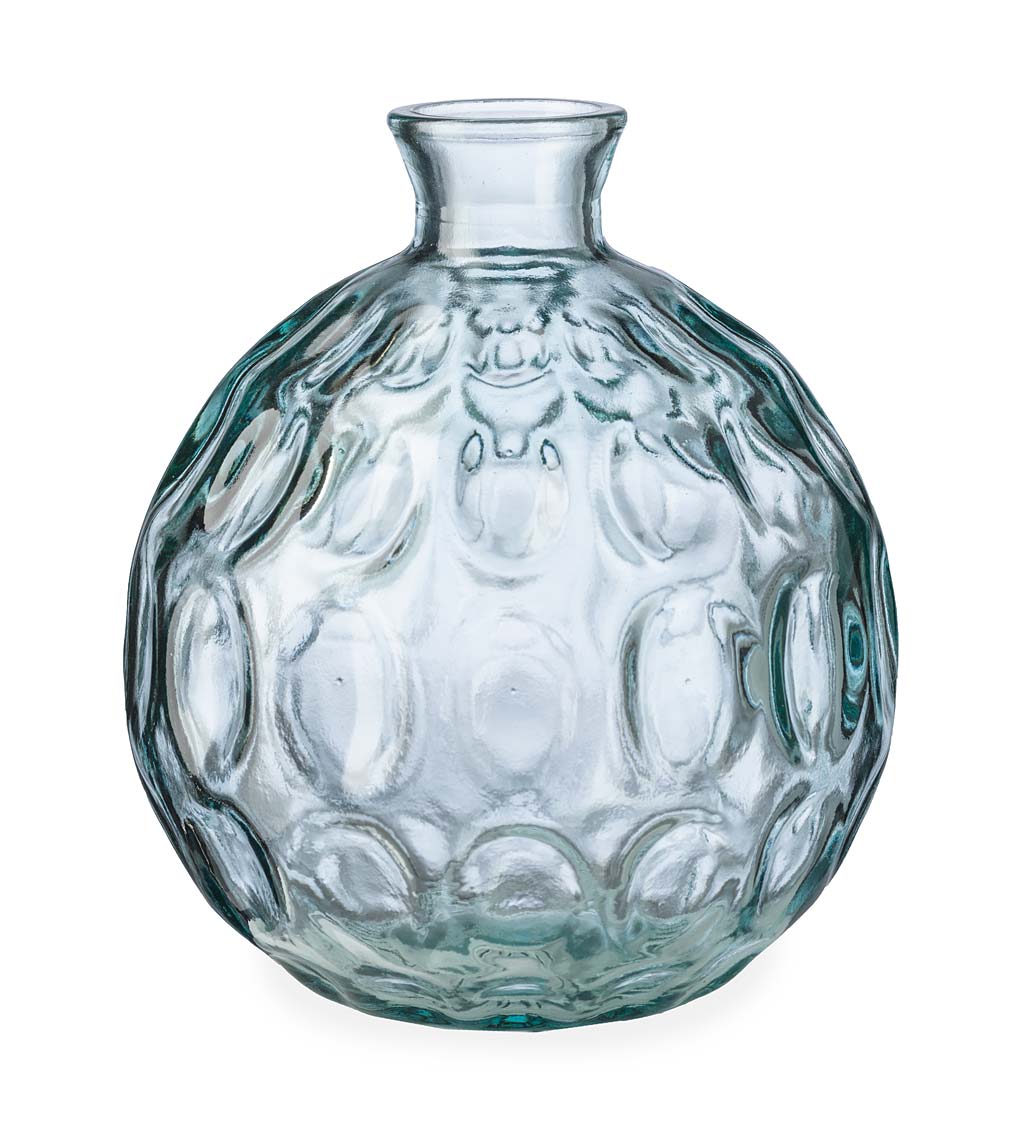 Dune Round Recycled Dimpled Glass Vase, 7.5"H swatch image