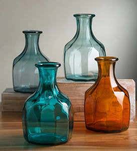 Zeta Geometric Recycled Glass Vase - Amber