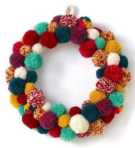 Multi-colored Pom Pom Wreath