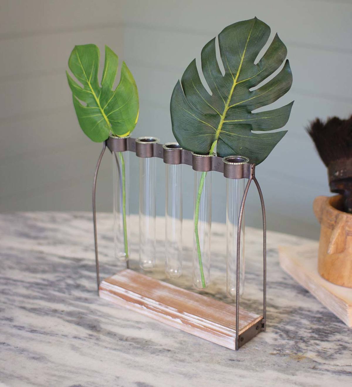 Glass Bud Vases with Metal Stand