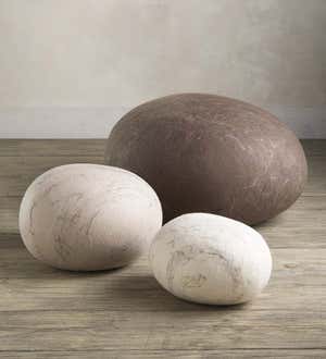 Large Felted Merino Wool Stone Pouf, Brown