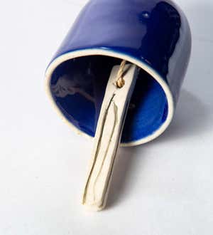 Artisan-made Petite Ceramic Bell Chimes, Set of 2 - Blue
