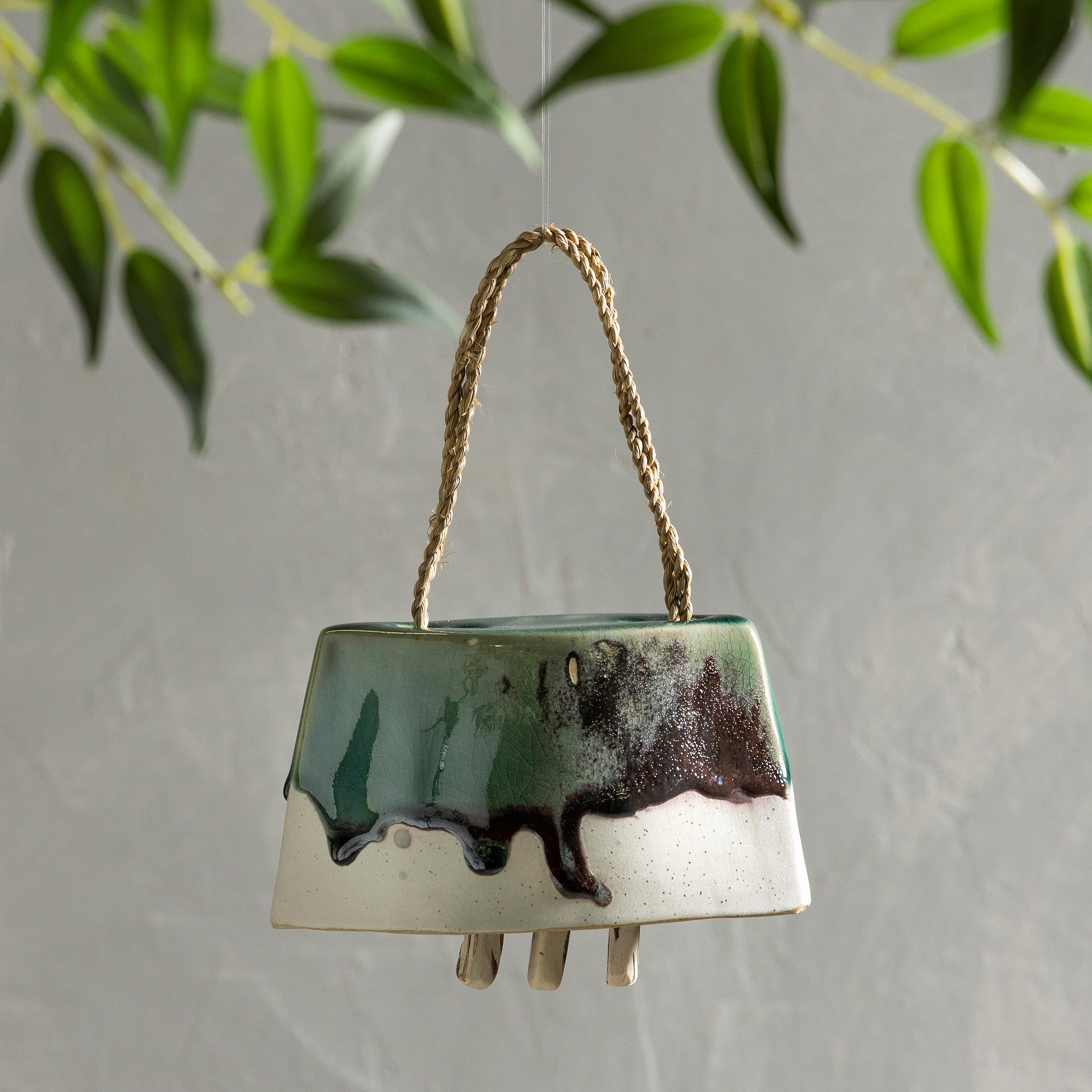 Artisan-made Ceramic Cowbell Chime, Large swatch image