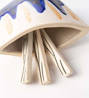 Artisan-made Ceramic Cowbell Chimes, Set of 2 - Blue