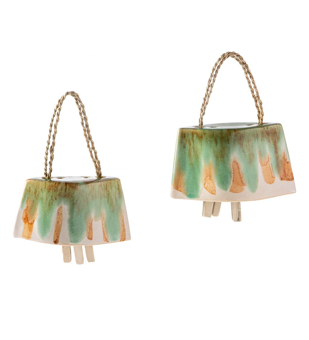 Artisan-made Ceramic Cowbell Chimes, Set of 2 swatch image
