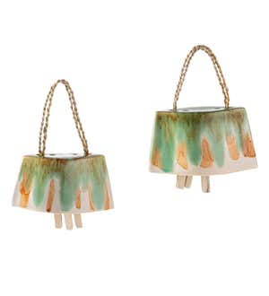 Artisan-made Ceramic Cowbell Chimes, Set of 2