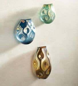 Organic-Shaped Glass Dented Wall Vases, Large
