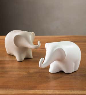 Loving Tubby Elephant Sculptures, Set of 2