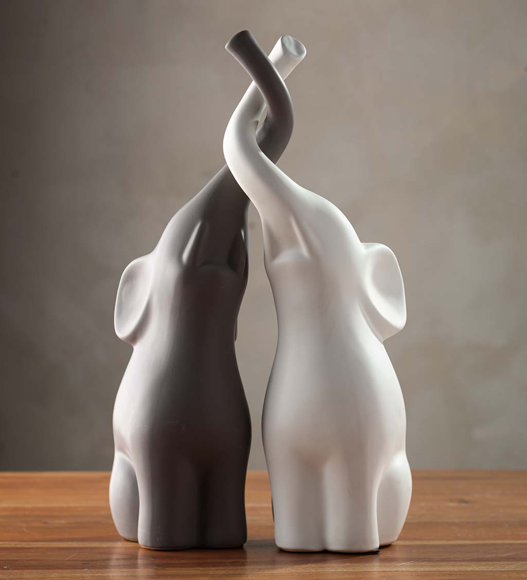 Loving Tall Elephant Sculptures, Set of 2 | VivaTerra