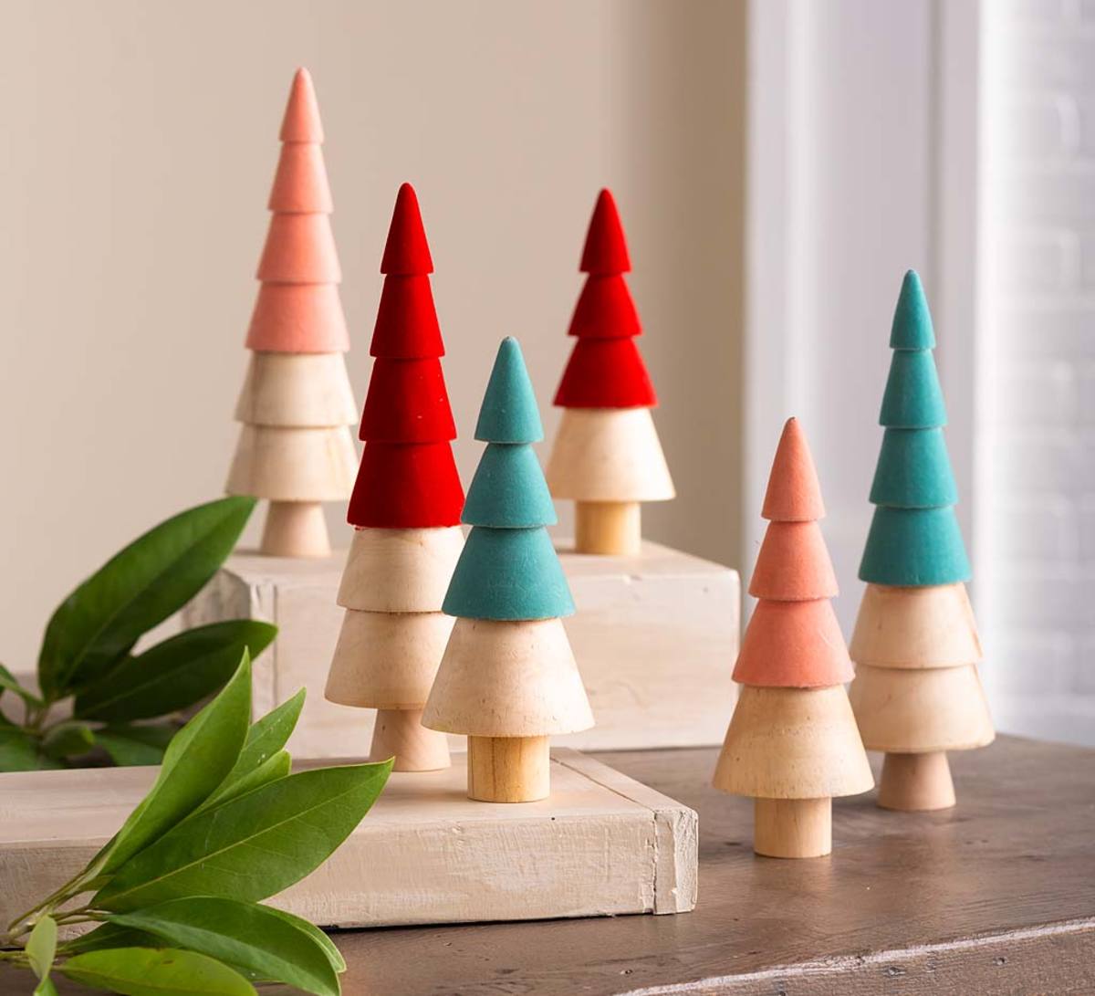 Velvet Dipped Wood Tree Collection