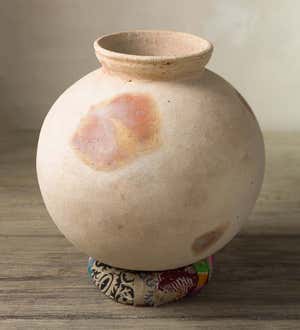 Terracotta Decorative Vase on Kantha Ring Stand