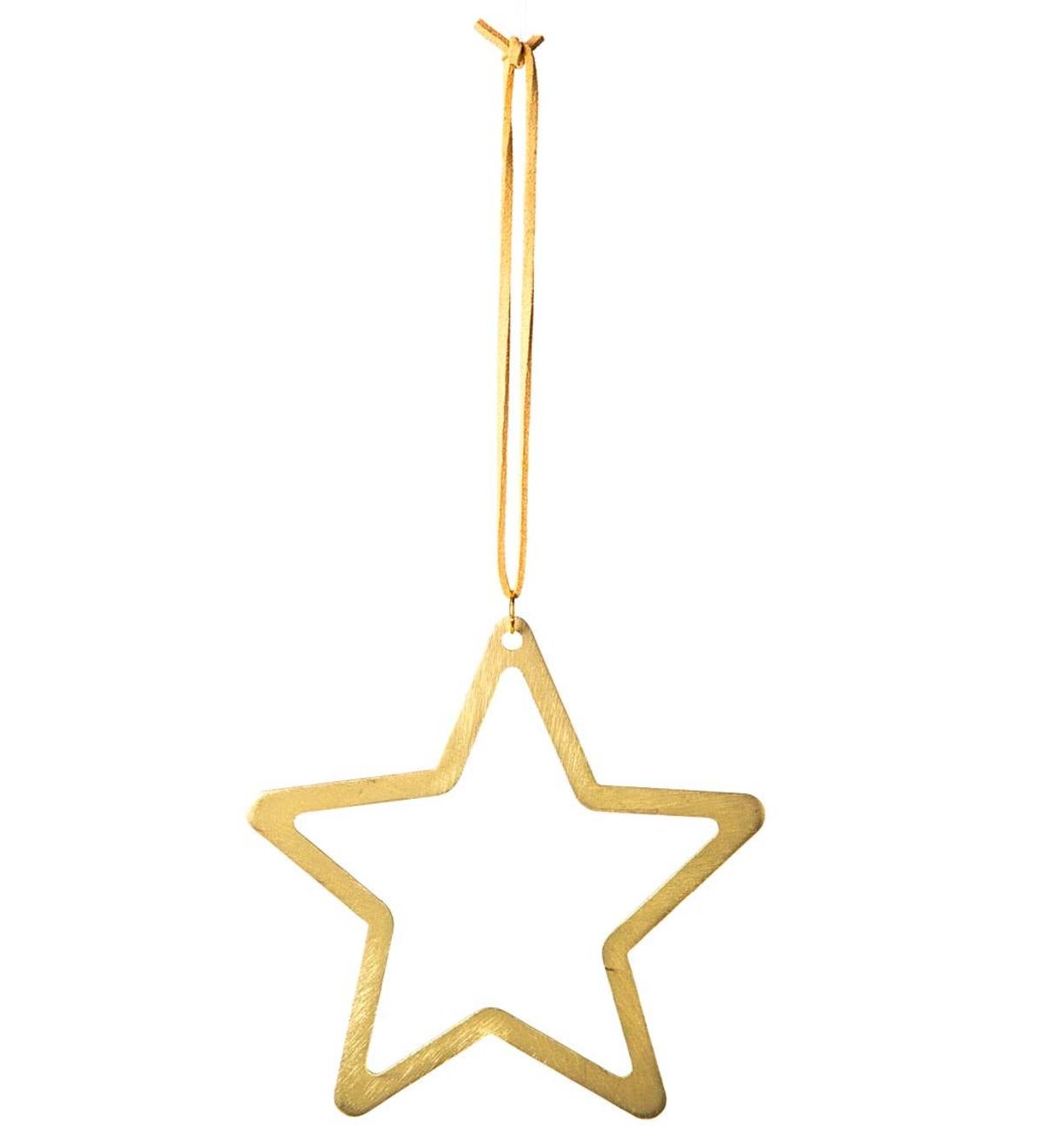Gold Metal Star and Moon Silhouette Ornaments - Star